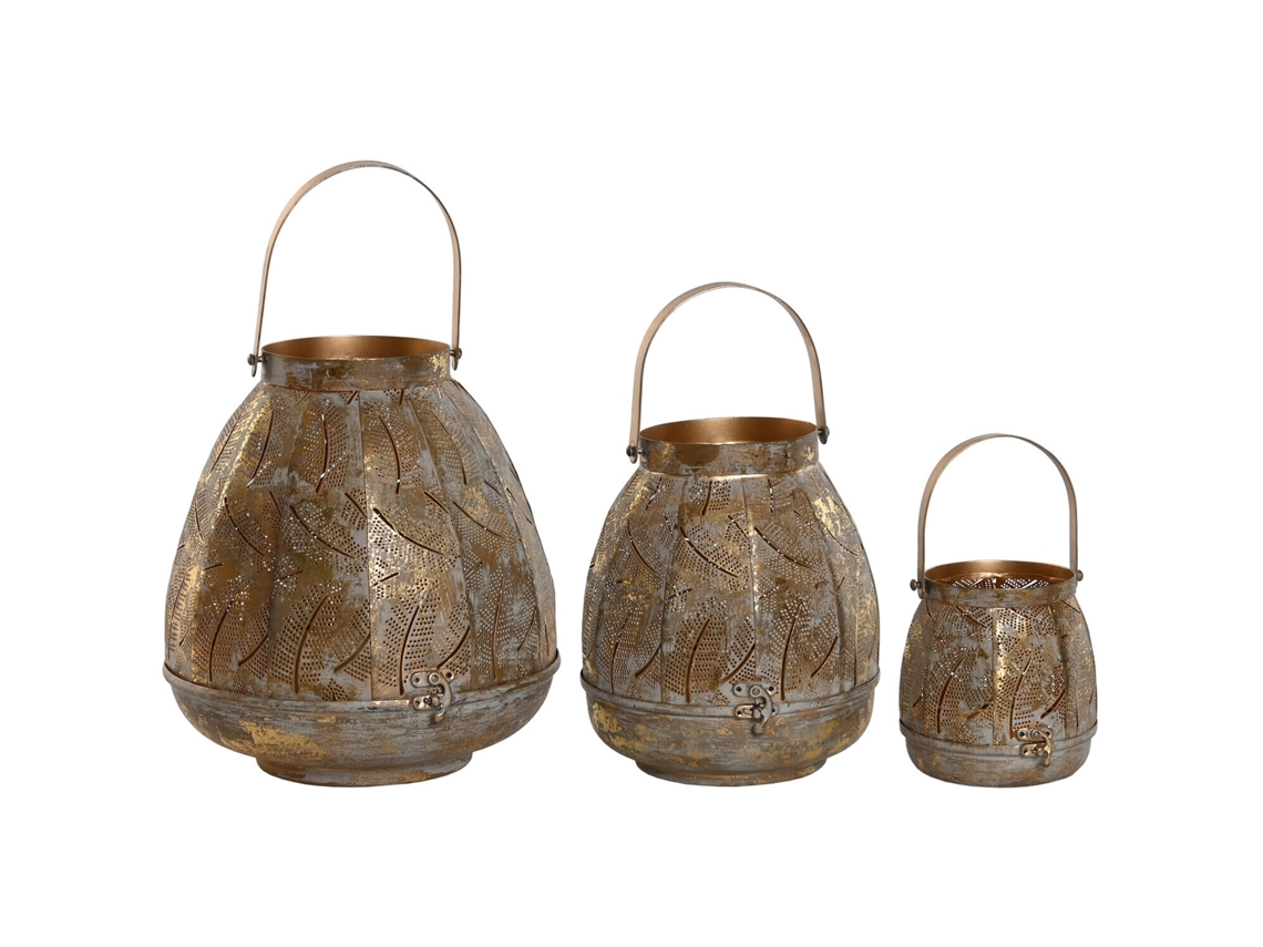 Conjunto de 3 Castiçais de Metal 22cm/13cm 25x25x28cm ALEXANDRA HOUSE LIVING