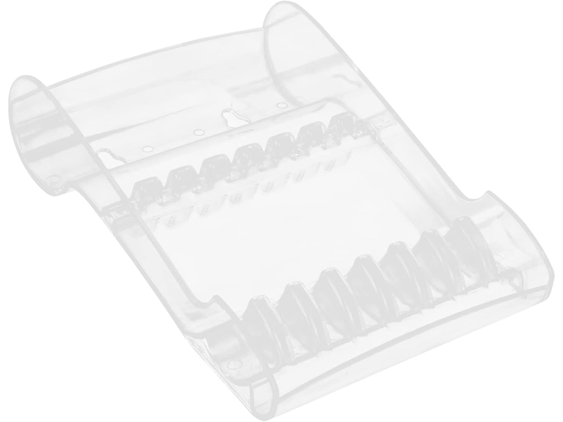 Suporte para guardar cabelos em plástico resistente, com base simples e antiderrapante.