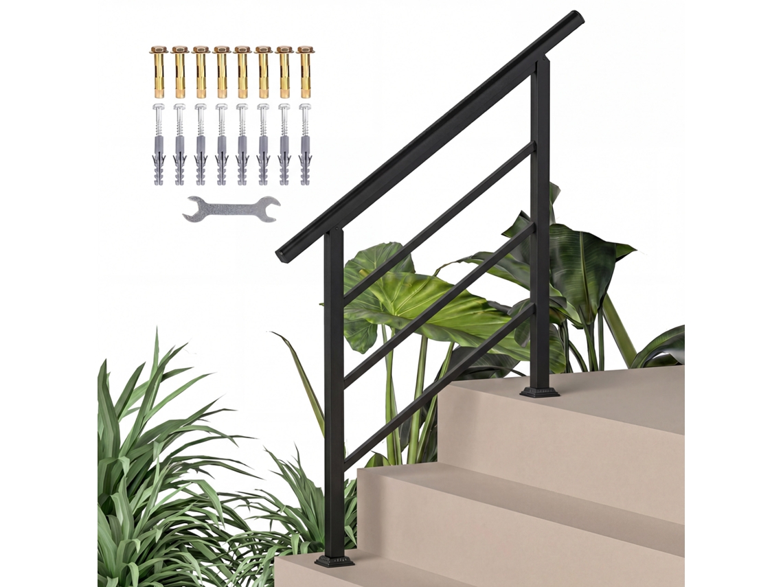 Corrimão Escada 95cm Kit Instalação Preto