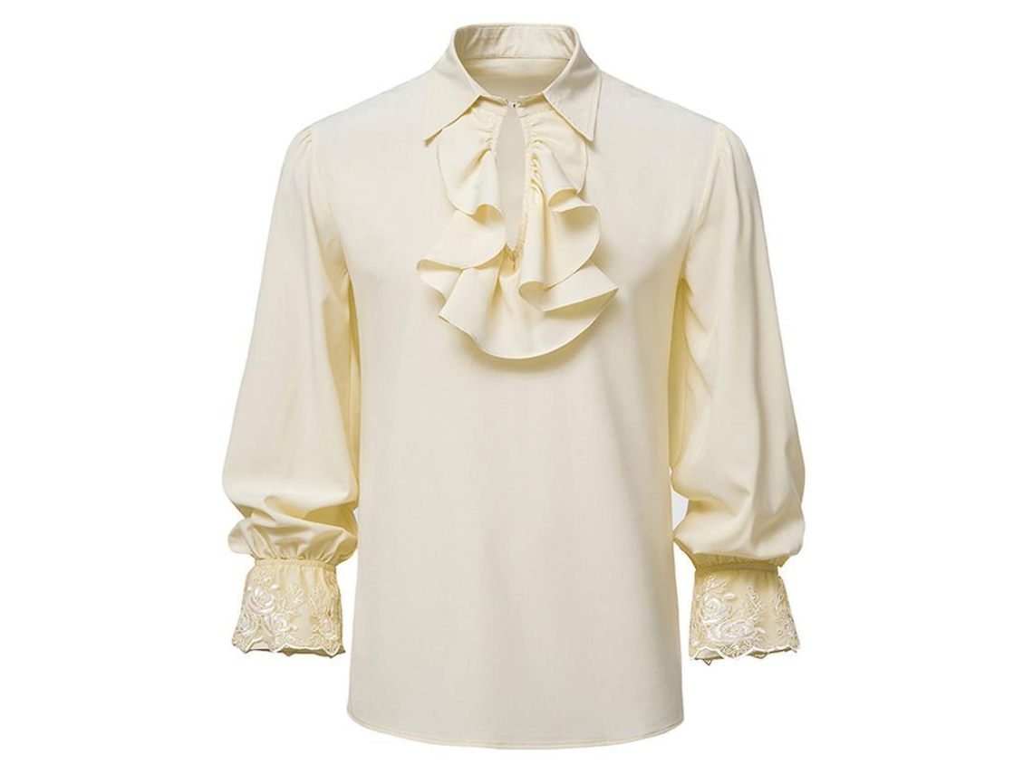 Fasst camisa Steampunk Vintage com Volantes para Homens Manga Longa Mystdiy Cosplay