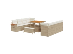 Conjunto 11 Móveis De Jardim Vidaxl Bege Vime Pe (100 X 100 X 71 Cm)