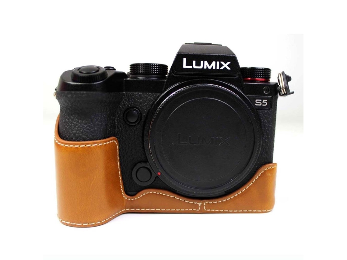 Capa De Couro Para Panasonic Lumix S5 Marrom Brilvibera
