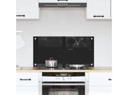 Vidaxl Painel De Cozinha Preto 80 X 40 Cm Vidro Temperado