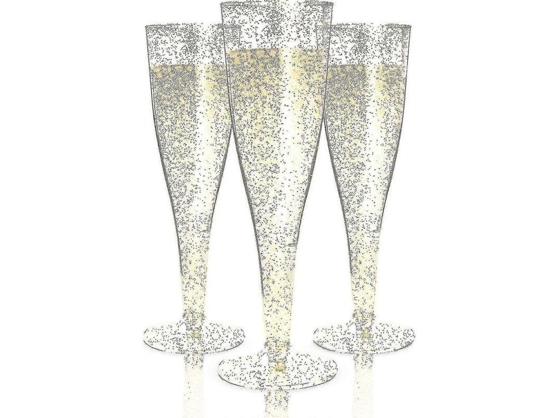 Copo De Champanhe Com Glitter Para Festas: Estilo Elegante, Reutilizável E Prático Para Qualquer Ocasião