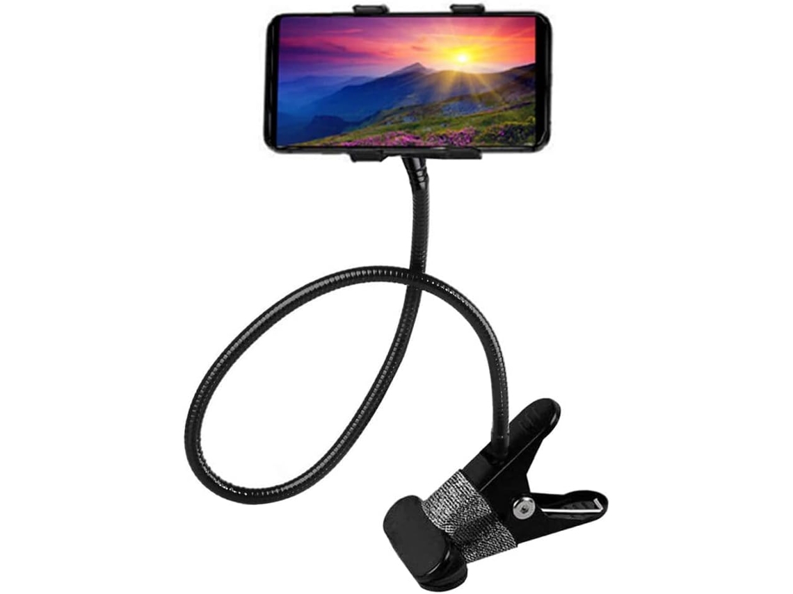 Suporte Preguiçoso Com Pinça Braço Flexível Ajustável Para Telemóvel