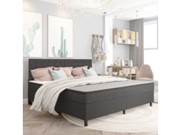 Cama Boxspring 200x200 Cm Tecido Cinzento-escuro