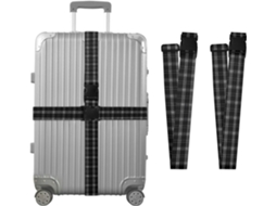Conjunto De 2 Cintas Bagagem Xadrez Pretas E Cinzas Para Malas, Cintas De Viagem, Acessórios Para Cintos, Conector De