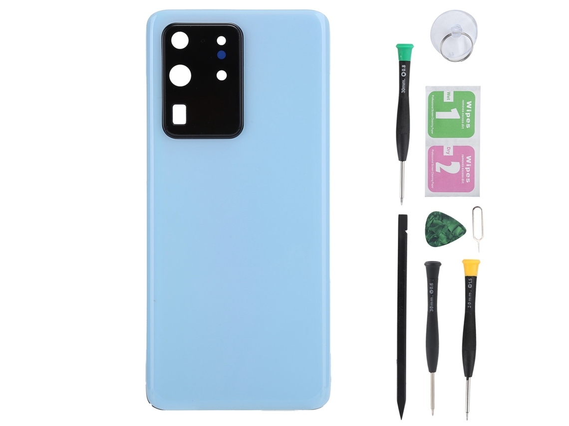 Aetheria capa Traseira da Bateria com Ferramentas para Samsung S20 Ultra 5g Vidro Blue