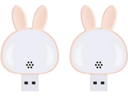 Luminária De Leitura Usb 2 Peças, Mini Luminária Noturna Em Formato De Coelho, Luminária De Mesa Inteligente 3 Cores