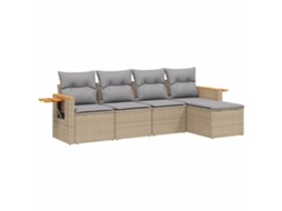 Conjunto de 5 Sofás para Jardim com Almofadões Vime Pe Bege MAISON EXCLUSIVE (5 pcs)