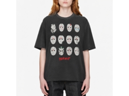 Rockinstone Friday The 13th Masks Black T-shirt Size:s