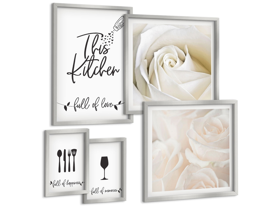 Conjunto De Pinturas Cozinha Estilosa Decoração Vegetal Espelharte (5 Peças)