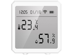 Sensor De Temperatura E Umidade Wifi, Termômetro Interno Inteligente Para Casa, Data De Exibição, Detector Digital Tuya Aquaforge