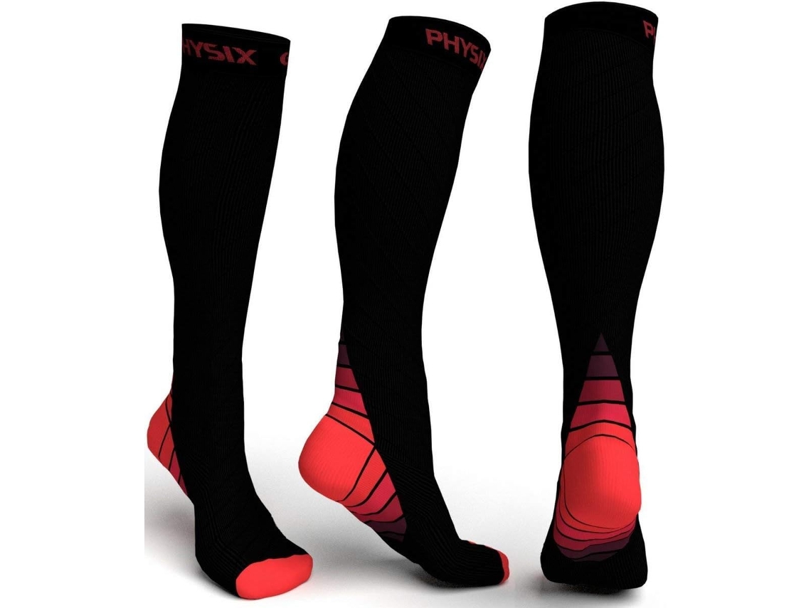 2 Pares De Meias De Compressão Com Degradê Vermelho Para Esportes Ao Ar Livre, Tamanho G/gg
