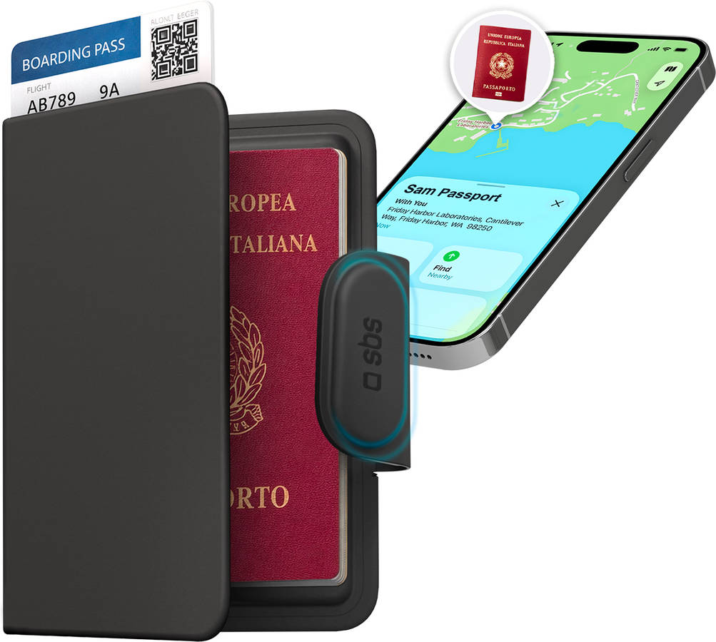 Porta Passaporte SBS Com Localizador (Compatível com Apple Find My e o Google Find Hub Tracker)