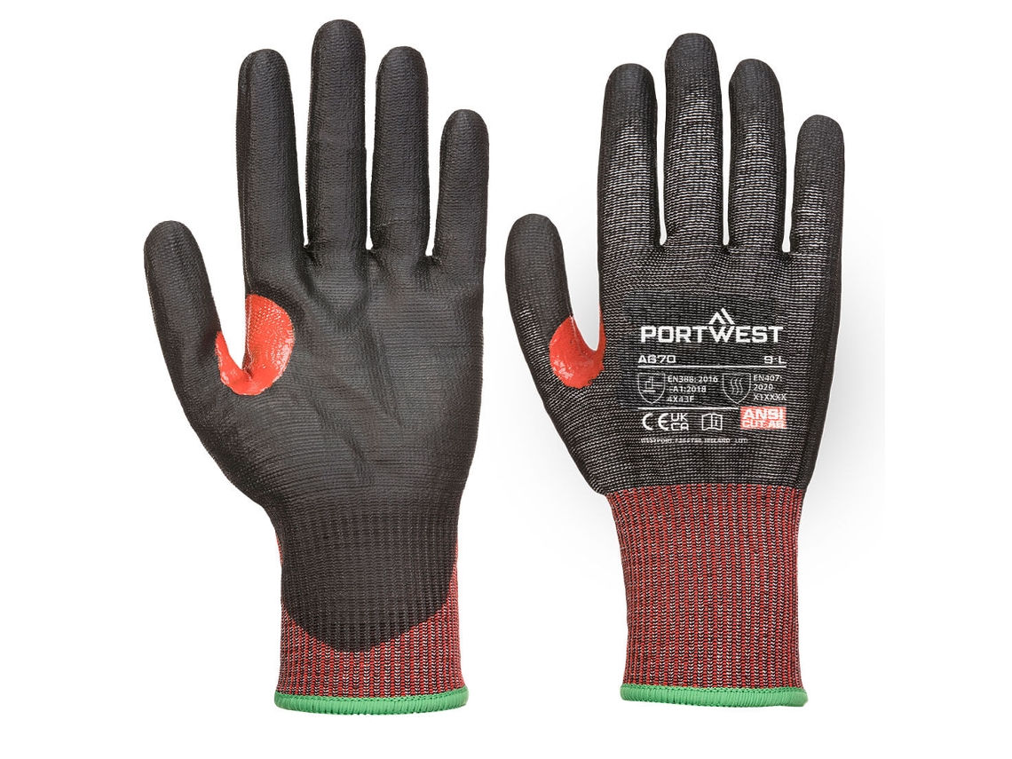 Luvas De Pu Cs Cut F13 Conforto E Segurança Para Tarefas De Manuseio / Preto / L Portwest