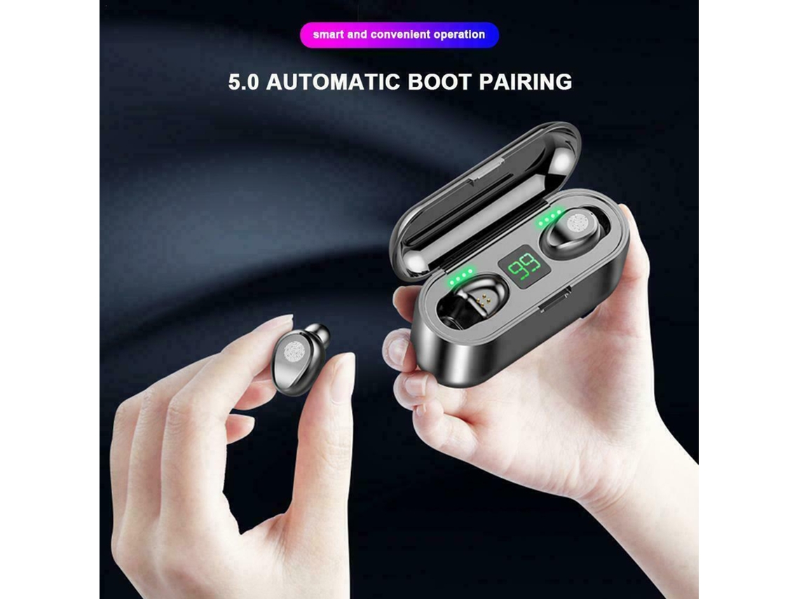 Aetheria fones de Ouvido Sem Fio F9 Tws Bluetooth 5.0 Controle Táctil Resistente Ao Suor com Microfone e Estojo de Carga 1200mah