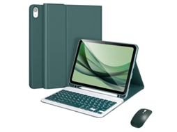 Lurelia Capa Com Teclado Bluetooth Para Ipad Mini1 Com Suporte Para Caneta Com Rato, Layout Pt, Verde Escuro