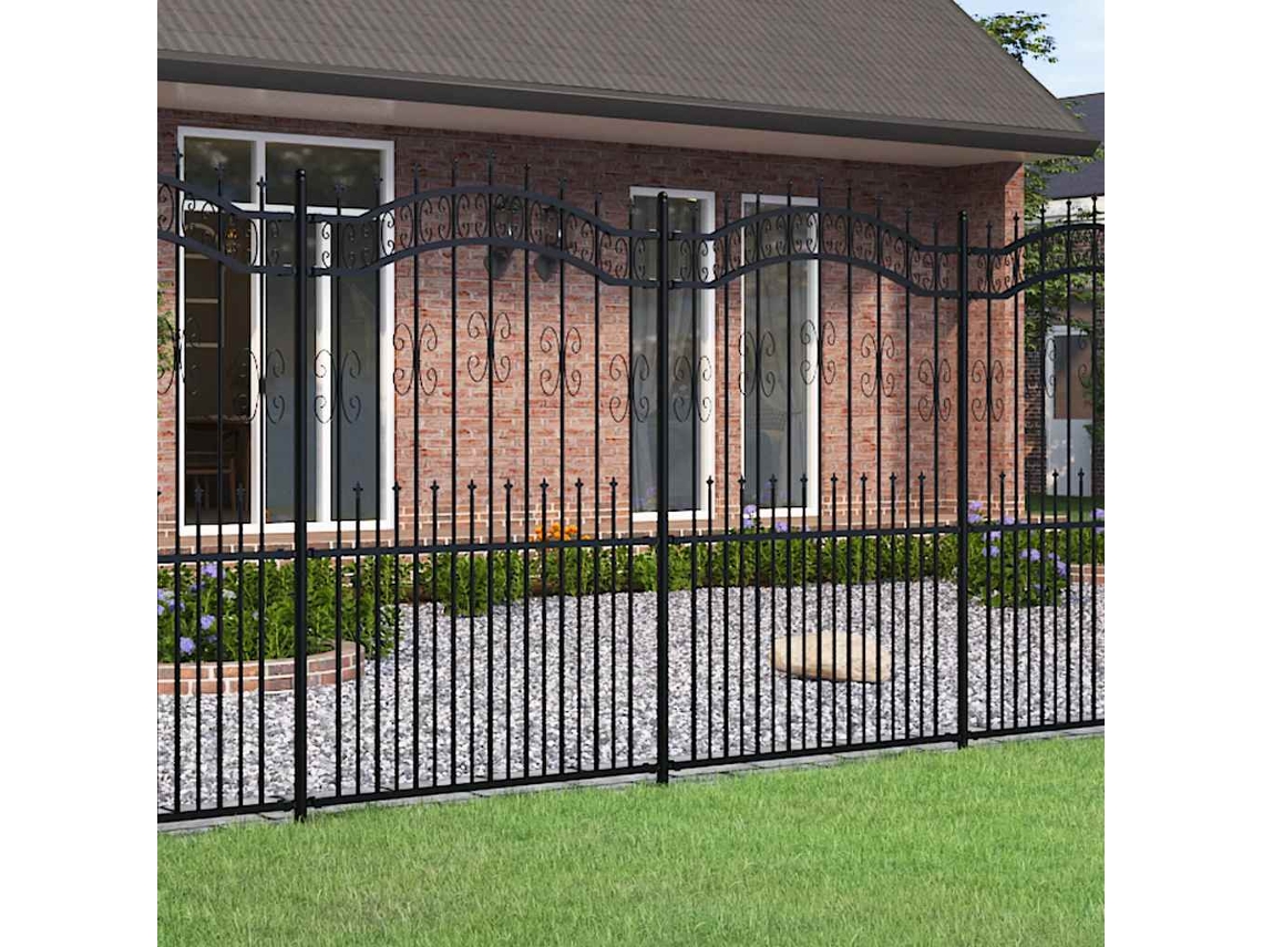 Vidaxl Cerca De Jardim Kampen Com Ponta Em Forma De Lança, Preto, 240x175cm, Em Aço.