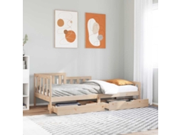 Vidaxl Sofá-cama Com Gavetas 90x190 Cm Madeira De Pinho Maciça