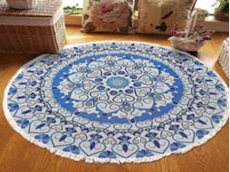 Lurelia Tapete Mandala Canto Boémio Antiderrapante Lavável Macio 100 Cm R237