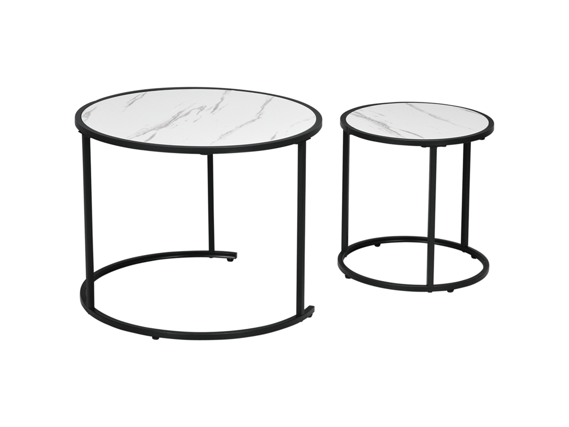 Mesa de Centro Retangular 106x58x39,5cm Branco e Madeira, com 2 gavetas | S/MARCA