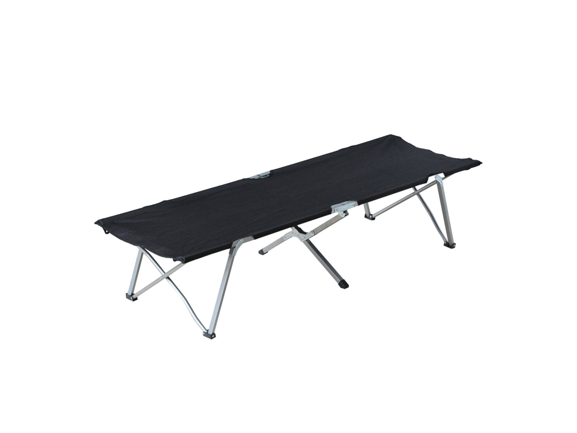 Cama De Campismo Dobrável Metal, Tecido Oxford Cor Preto 193x64x40 Cm Outsunny