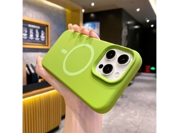 (verde-amarelo, Iphone 13 Pro Max) Capa De Silicone Líquido Para Iphone, Com Forte Fixação Magnética.