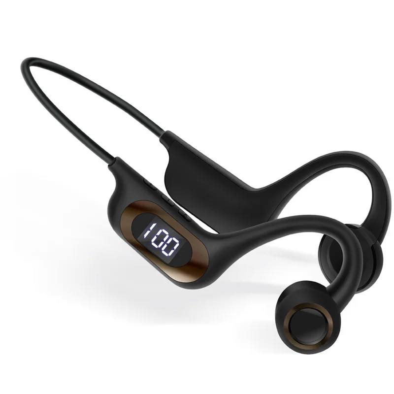Fones De Ouvido De Condução Óssea (pretos), Fones De Ouvido Bluetooth, Sem Fio, Compatíveis Com Cartão Tf, Bateria De Longa Duração.