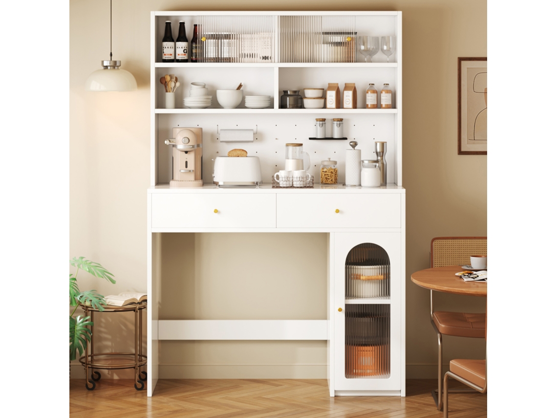 Armário Cozinha Bancada Bar Cabideiro 2 Gavetas Branco VELTRIX