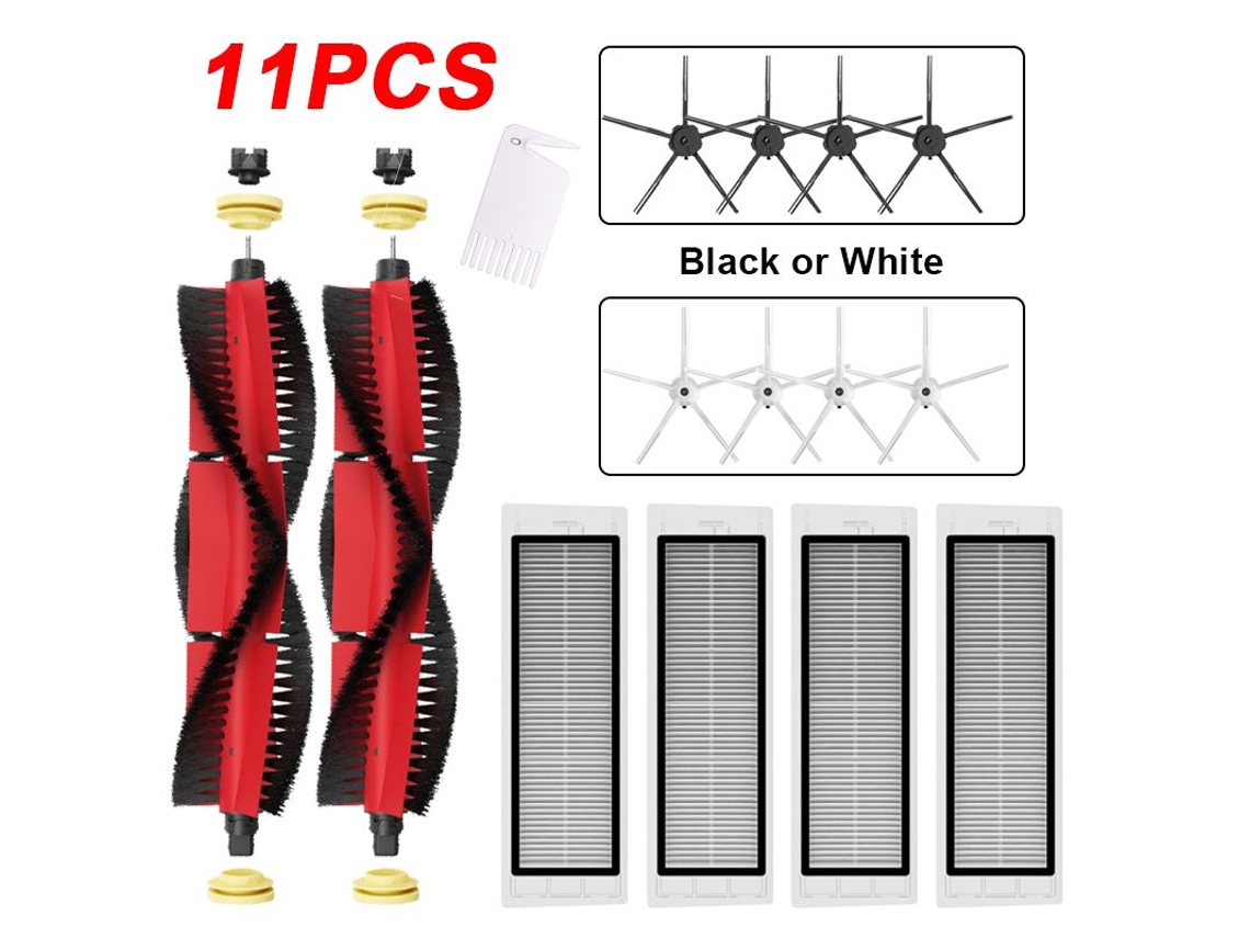 11 peças de aspirador de pó escova principal destacável escova lateral de silicone esfregão para roborock s5max s6 s50 s6 maxv s4 e4 acessórios