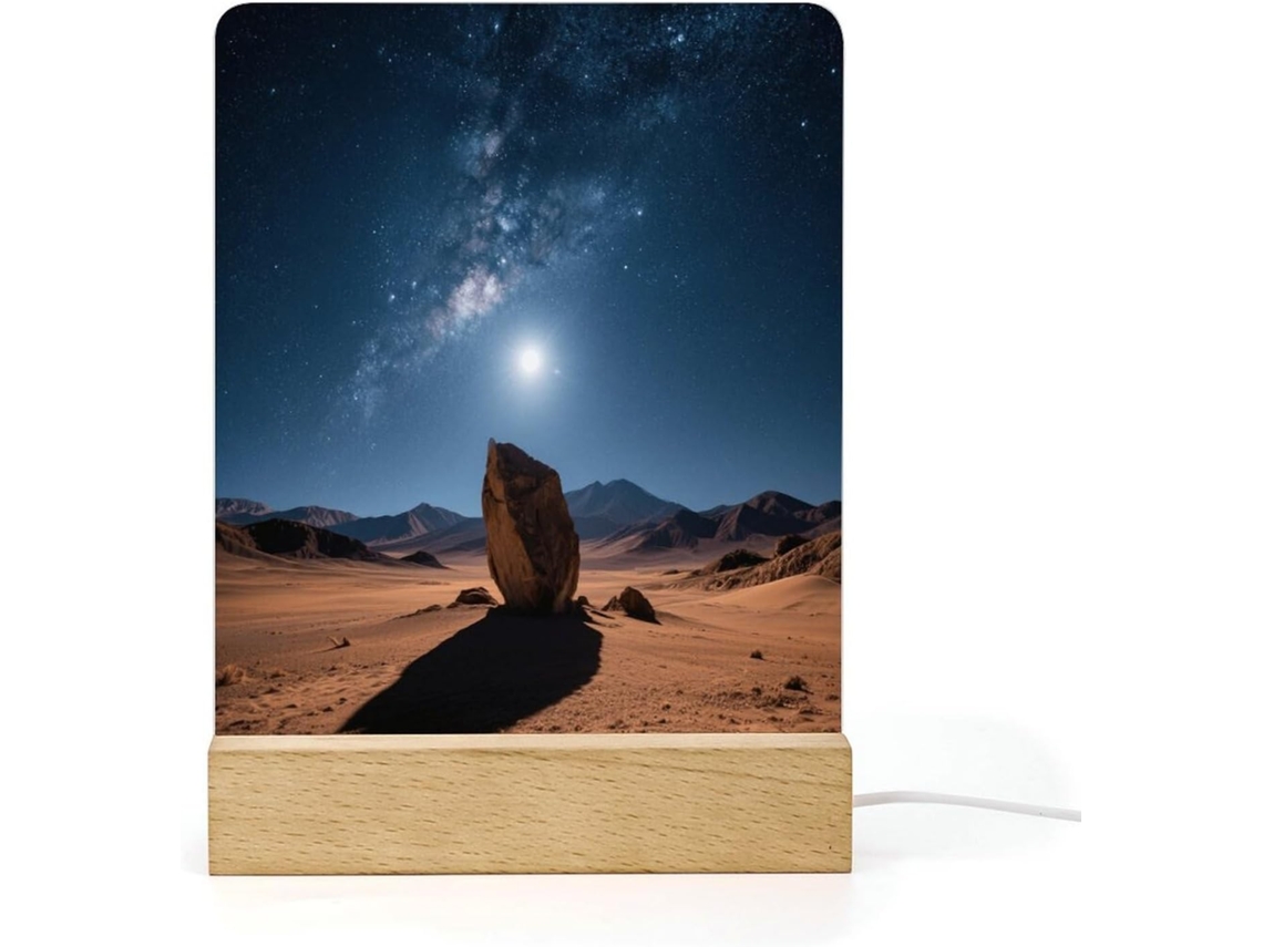 Luminária noturna de LED com design de céu estrelado sem deserto, luminária noturna de acrílico com base para banheiro.