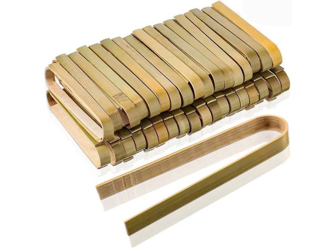 Conjunto De 80 Pinças Para Servir Alimentos, Em Bambu, 10 Cm, 4 Polegadas, Para Pão, Saladas, Bolos, Buffet E Churrasco