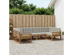 Vidaxl Conjunto De Sofás Para Exterior 6 Pcs Natural E Cinzento-claro