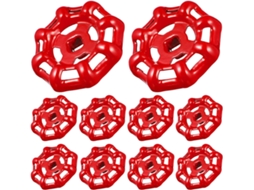 Conjunto De 10 Peças De Alças De Válvula De Ferro Fundido Vermelho Com Fundo Plano.