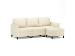 3-seater Sofa With Footstool, 3-seater Sofas With Footstools Vidaxl Creme Couro Artificial (n/a)