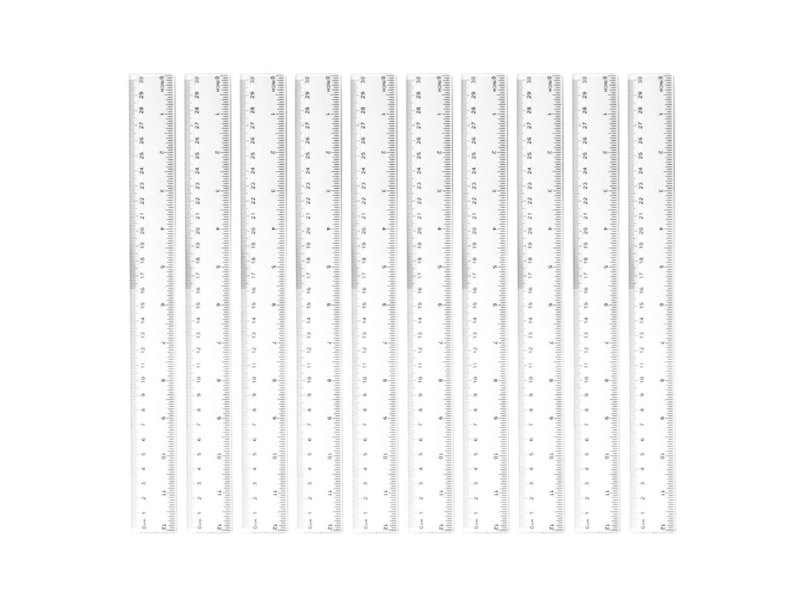 Conjunto De 20 Réguas De Plástico Transparente De 30cm, Em Polegadas E
