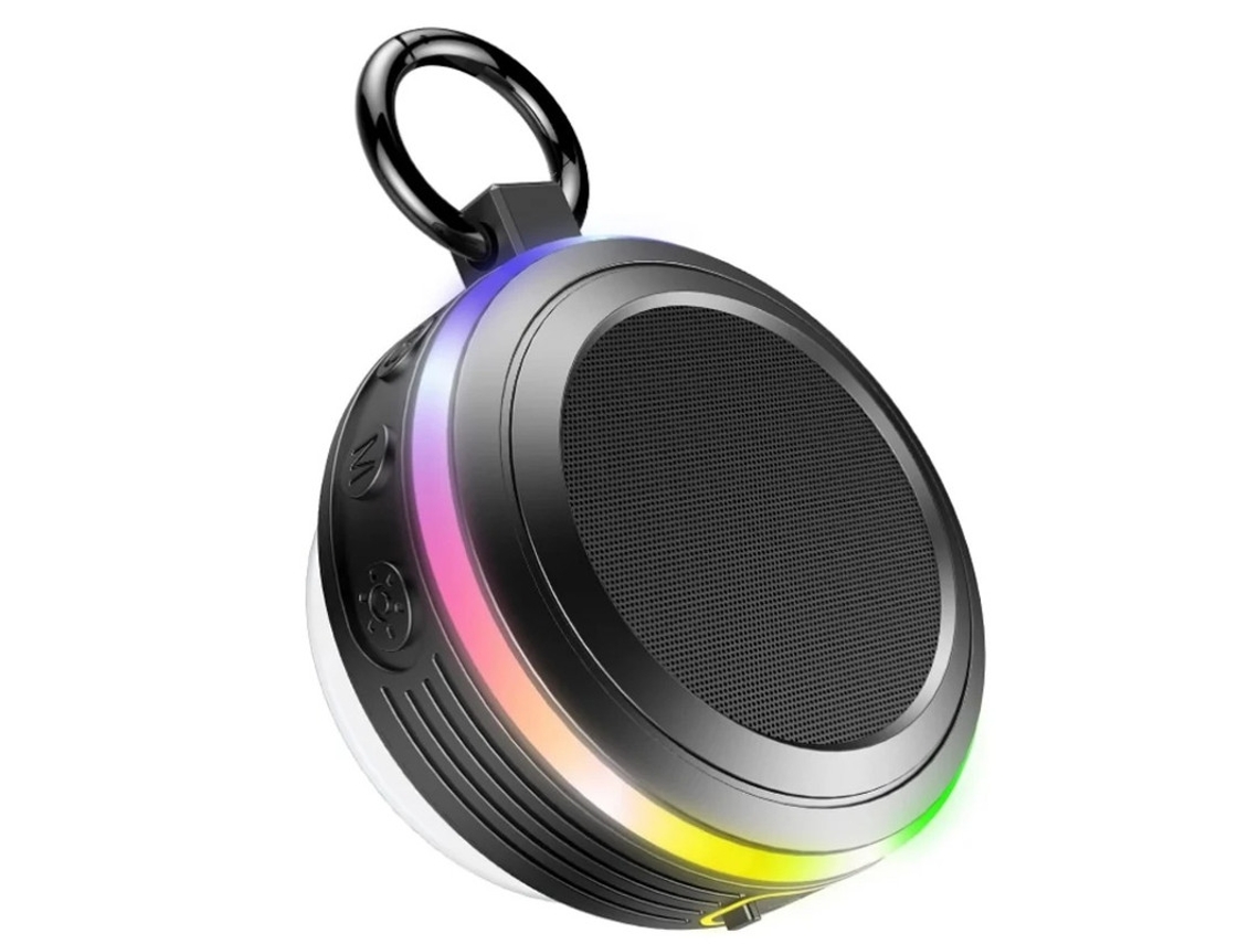 Alto Falante Bluetooth Yizhood Com Luz Ipx7 À Prova Dágua Com Rádio Fm E Microfone Embutido Preto