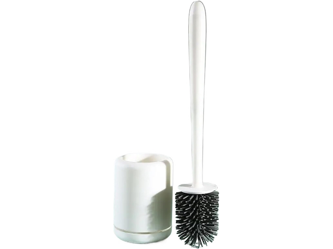 Conjunto de Escova Sanitária de Silicone, de Limpeza para Banheiro com Cerdas Macias, Fixada na Parede, Resistente a Arranhões e Respingos