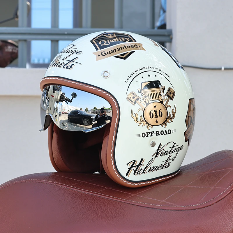 Capacete De Motocicleta Aberto 3/4 Com Certificação (l)dot - Leve E Respirável
