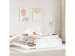 Vidaxl Cama Sem Colchão 135x190 Cm Madeira De Pinho Maciça Branco