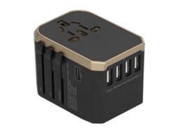 Laxiscreed Adaptador De Viagem Com 4 Usb E Type-c, Compatível Com Vários Países