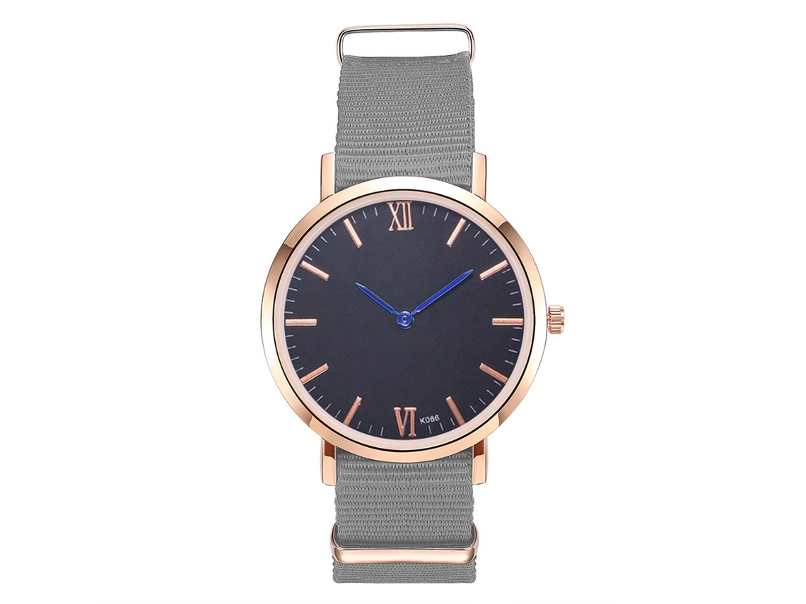 Relógio de Pulso Masculino de Quartzo com Pulseira de Náilon Numerais Romanos Cinza