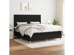 Cama Com Molas/colchão 160x200 Cm Tecido Preto