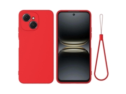 Capa Traseira De Silicone Líquido Tkdaddy Para Tecno Spark 40c Com Alça De Mão Vermelha