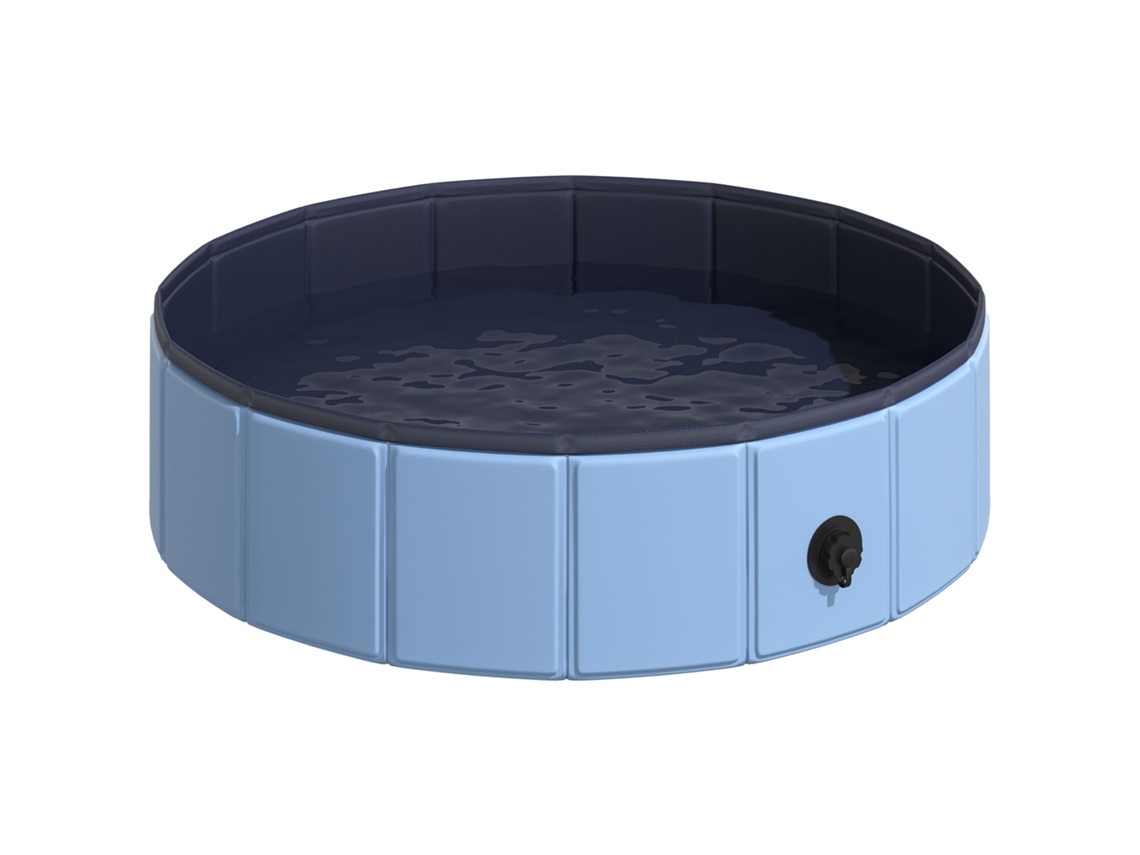 Piscina Dobrável Gatos Banheira Portátil De Estimação Pvc Antiderrapante Múltiplo Uso Para Interior E Exterior Ø80x20 Cm Azul