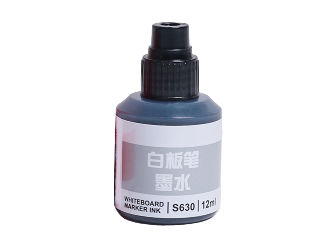 Refil de tinta para marcador de quadro branco, 12ml, preta, longa duração, para uso doméstico e escolar.