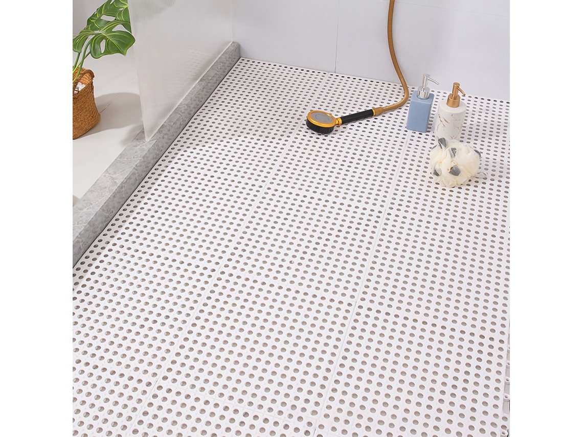 10pcs Tapete de Banho mosaico antiderrapante com ventosas plástico para cozinha banheiro branco