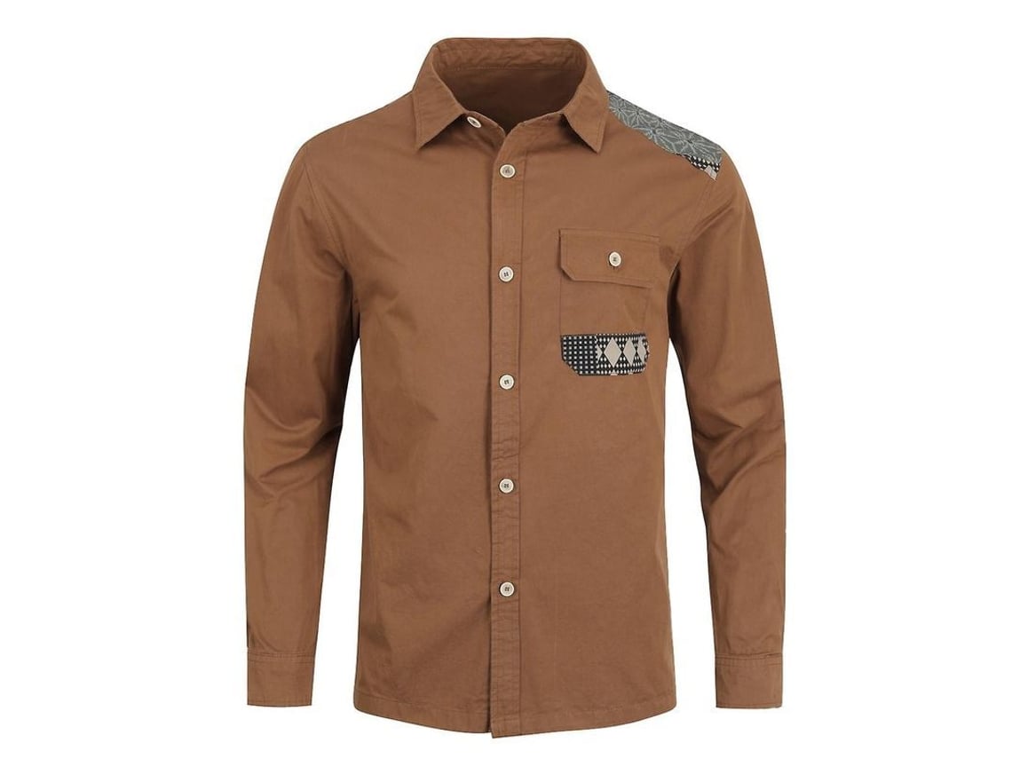 2026 camisa Casual para Hombre Mystdiy Con Solapa Y Diseño de Empalme Manga Larga