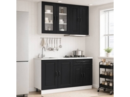 Vidaxl Unidade De Cozinha Kalmar 4 Unid. Preto Derivados De Madeira